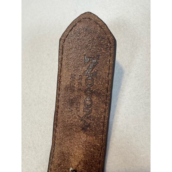 Nocona Mens Western Belt Leather Tooled Small Brown Cross Scroll‎ No Buckle - Picture 9 of 10